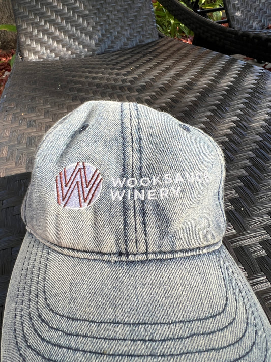 Bronze on White Wooksauce Winery Denim Hat